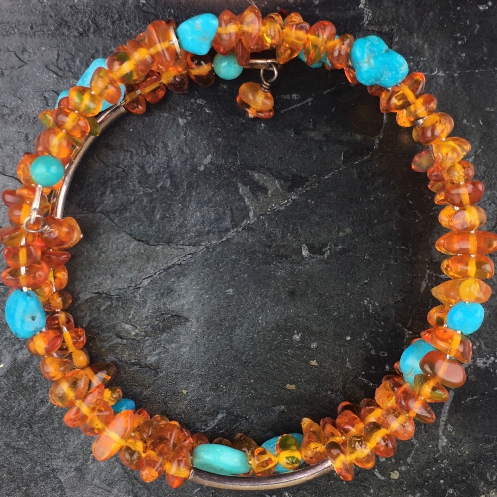 Jay King Amber & Turquoise Gemstone Bracelet & Earrings - Picture 4 of 12
